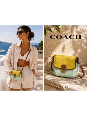 Coach Legacy Mini Crossbody Bag Pastel Mint Green Lime Leather Small Shoulder